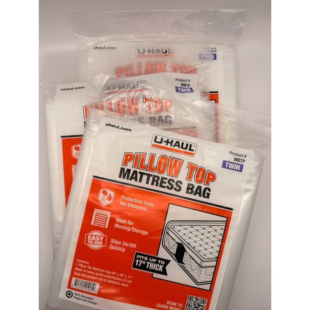 Lot of 3 U-Haul Twin Pillow Top Mattress Bags 94x39x17 Moving Storage MBTP